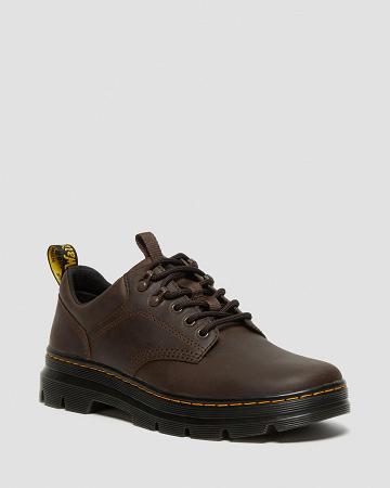 Dark / Brown Women's Dr Martens Reeder Crazy Horse Leather Utility Casual Shoes | CA 101HAP